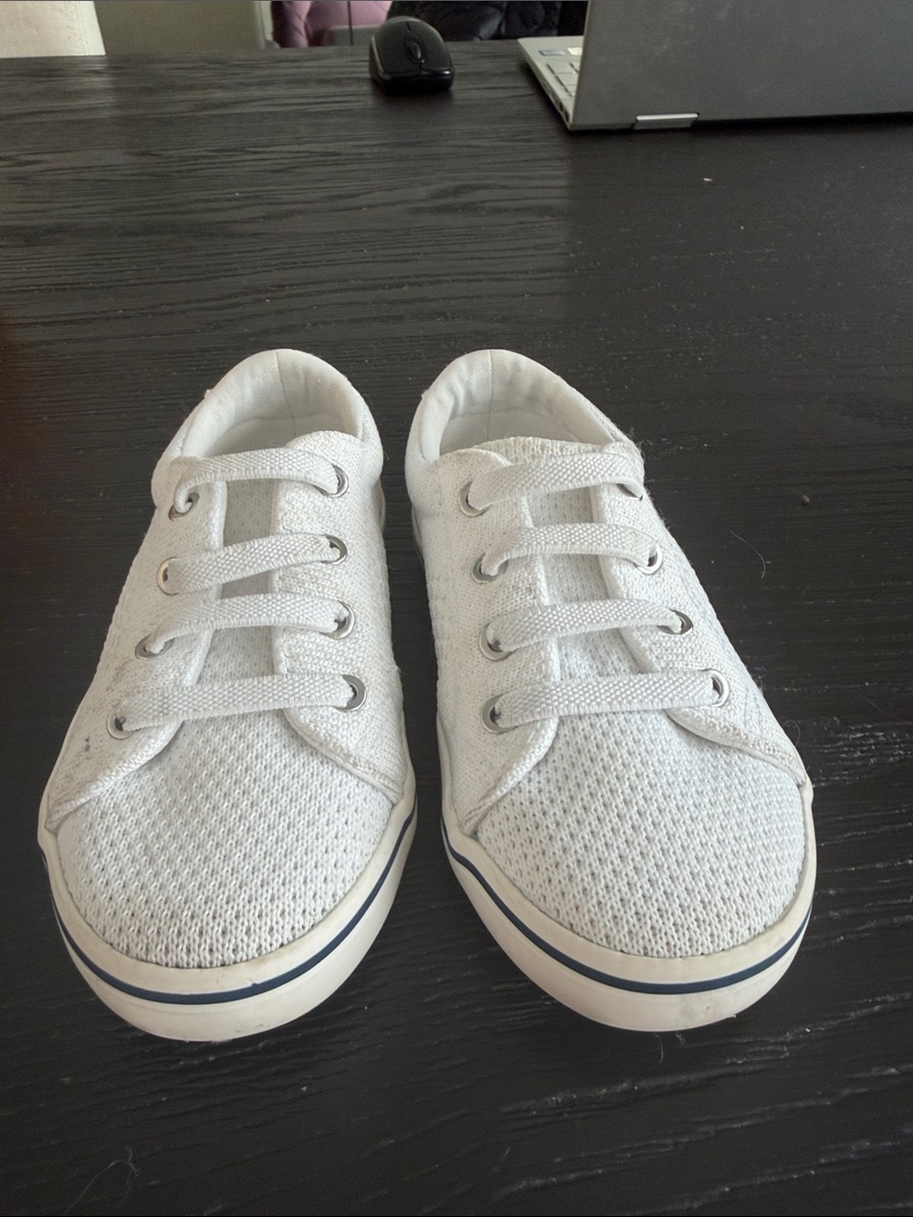 Janie and Jack White Knit Lace-Up Sneakers